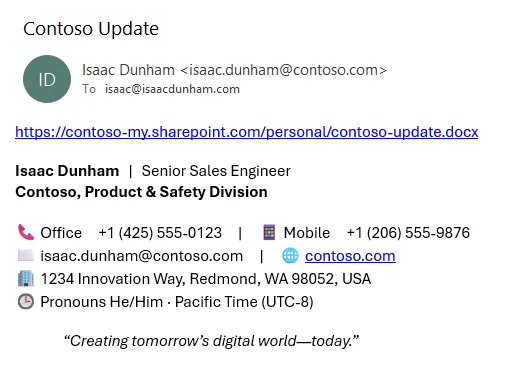 Contoso Phishing Email